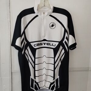 Vintage Castellini Black & White Men's Cycling Shirt Jersey SZ XL
